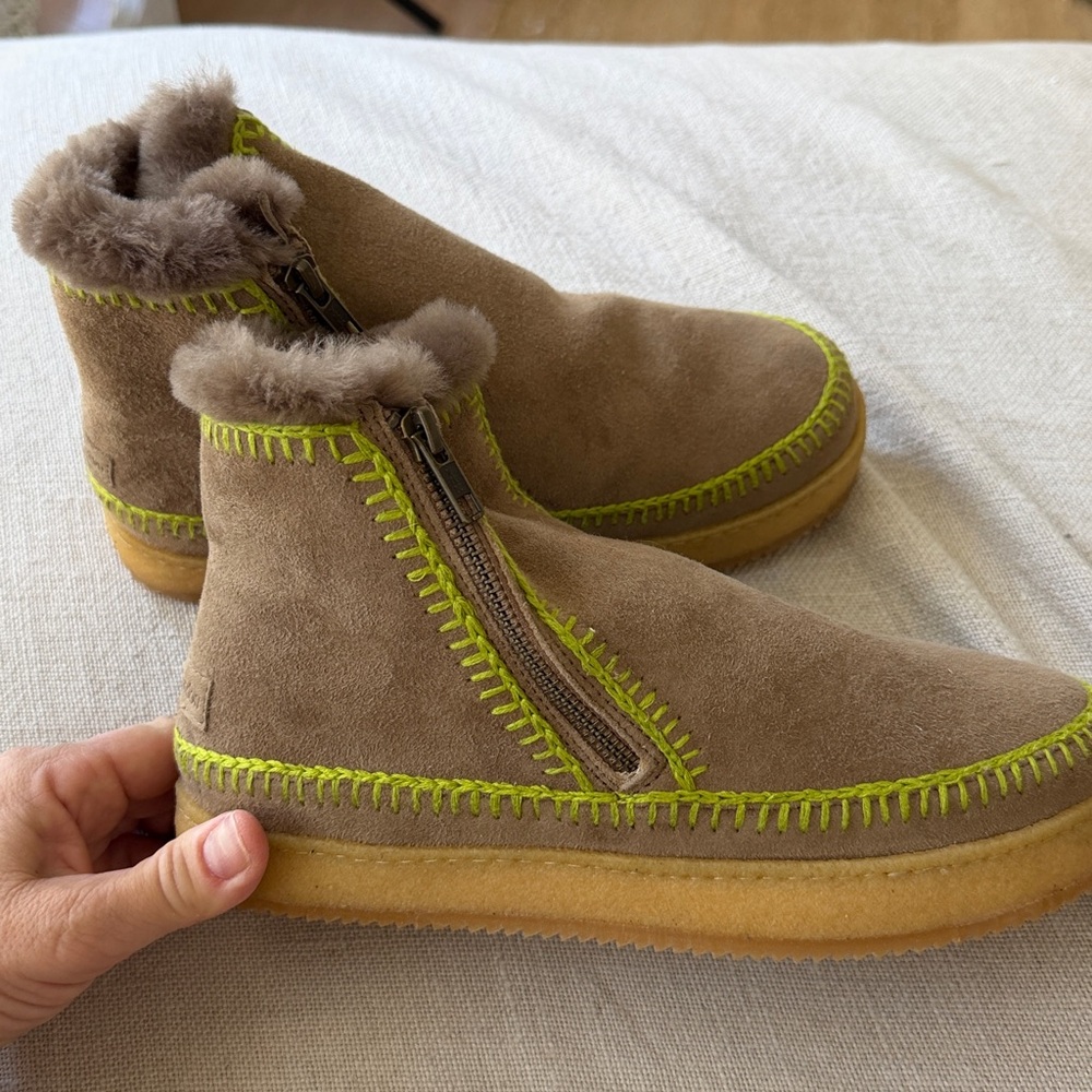 Free people NWT Laidback London Shearling Nyali Croquet camel suede Ankle Boot 🙏 - Picture 12 of 12